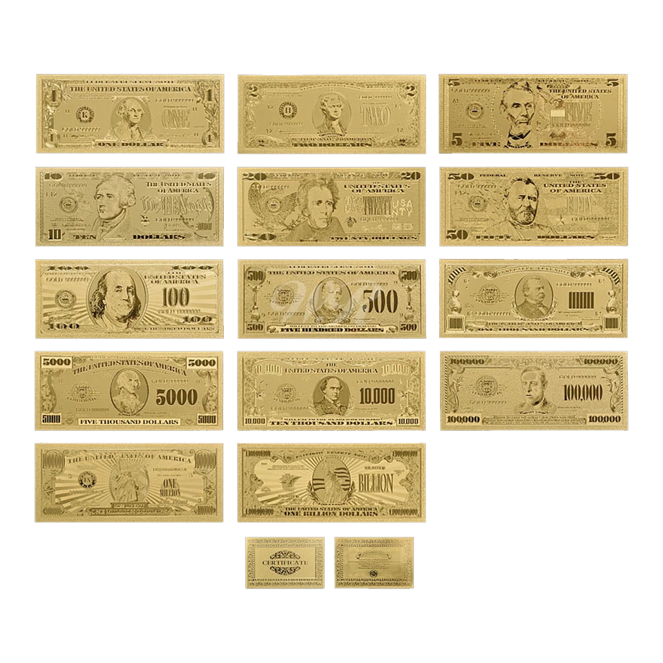 Gold & Silver Plated Foil Bank Notes // USA